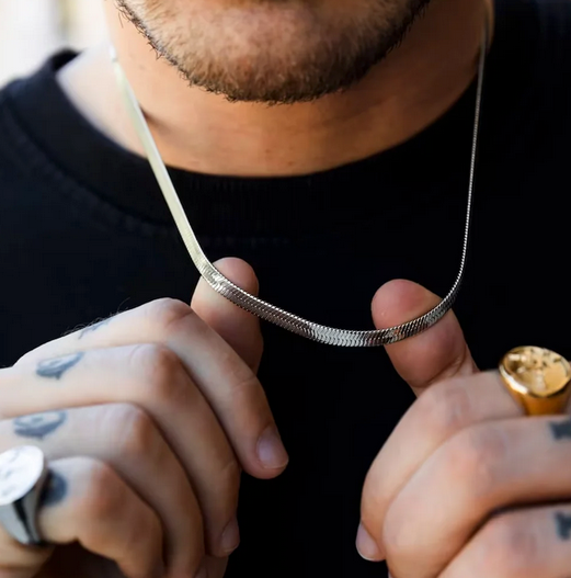 Cadena Serpiente Oro Blanco-Plata